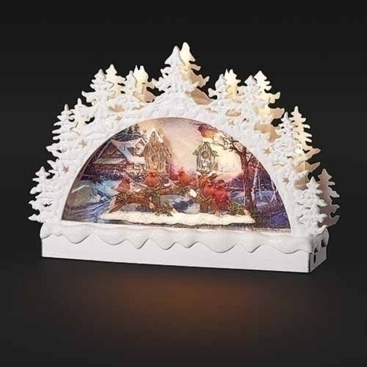 Roman 12.75" White and Red Cardinal Arch Swirl LED Christmas Tabletop Decor